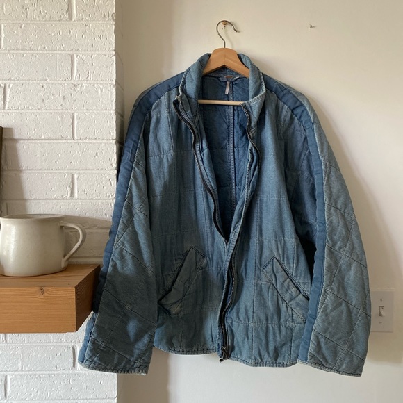 Free People Quilted Denim Jacket Size Small - Picture 4 of 5